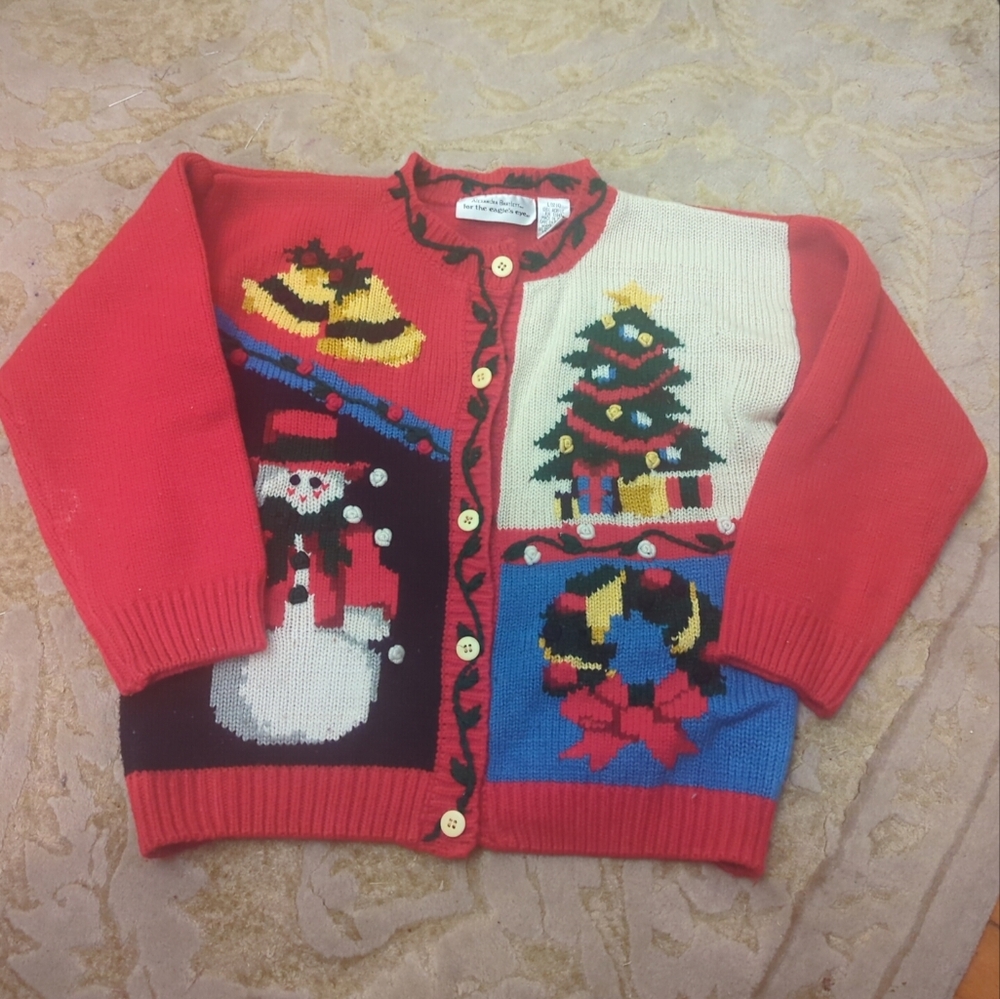 Alexandra Bartlett Festive Red and Cream Kids Sweater